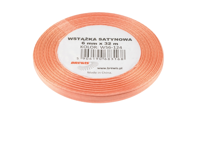 Wstążka satynowa 6mmx32m łososiowa Brewis